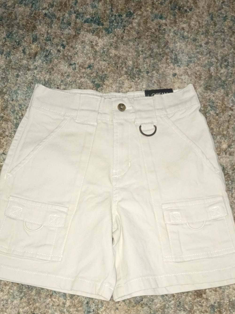 OP Kids White Cargo Shorts with Utility Rings